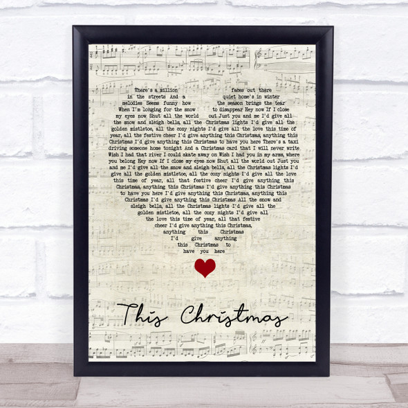 Oh Wonder This Christmas Script Heart Song Lyric Quote Music Framed Print