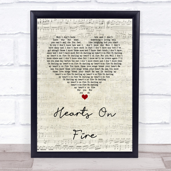 Passenger Hearts On Fire Script Heart Song Lyric Quote Music Framed Print