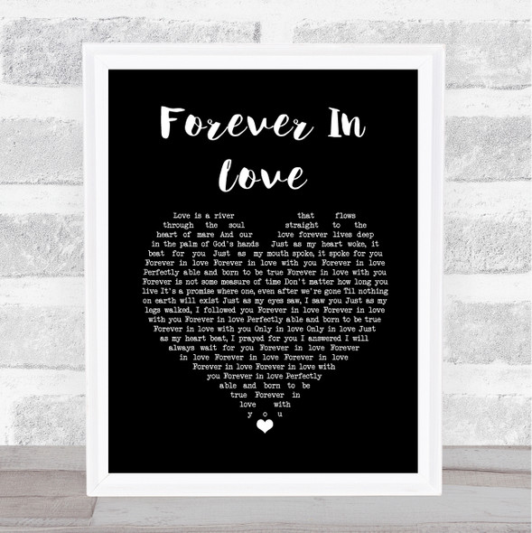 Brighten Forever In Love Black Heart Song Lyric Quote Music Framed Print