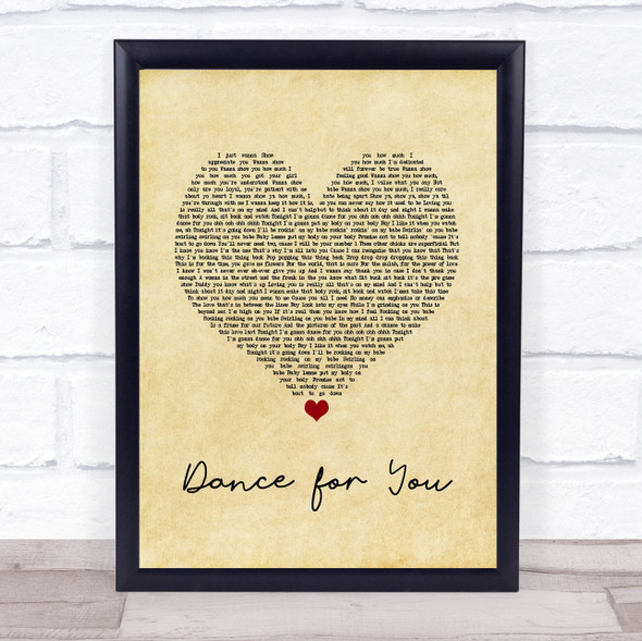 Beyoncé Dance for You Vintage Heart Song Lyric Quote Music Framed Print