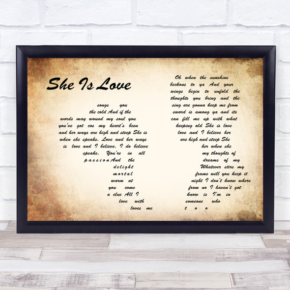 Oasis She Is Love Man Lady Couple Song Lyric Quote Music Framed Print