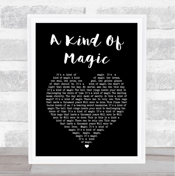 Queen A Kind Of Magic Black Heart Song Lyric Quote Music Framed Print