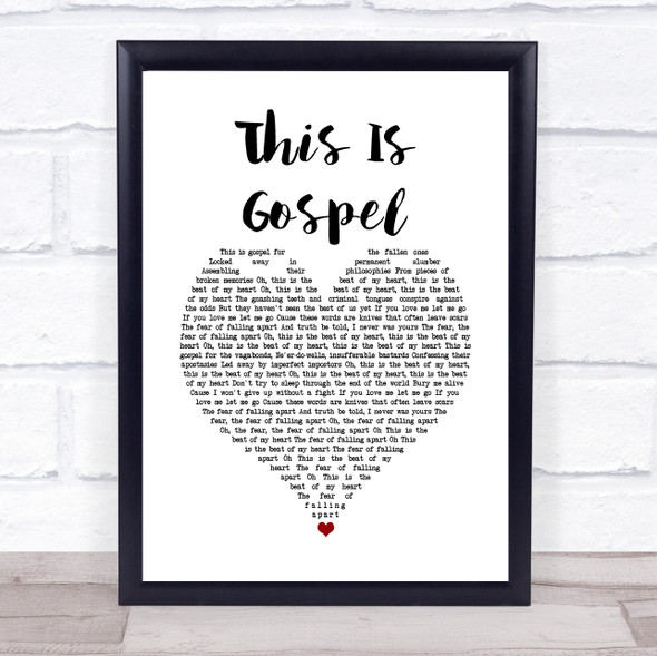 Panic! At The Disco This Is Gospel White Heart Song Lyric Quote Music Framed Print