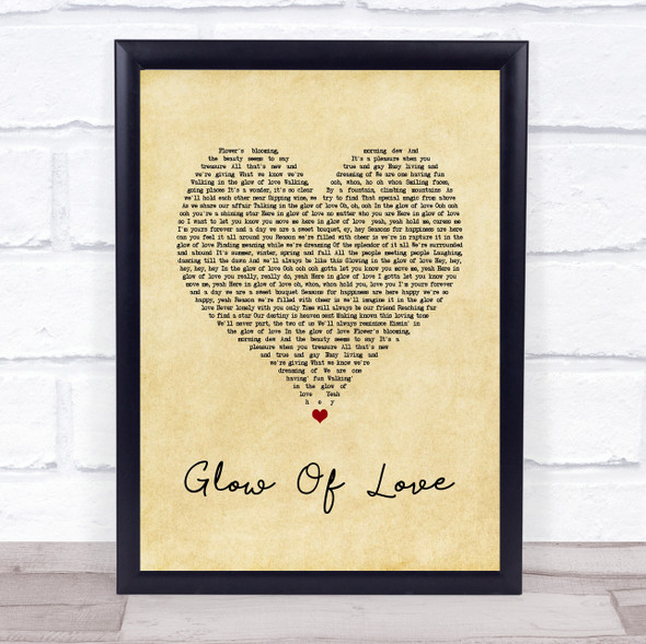 Luther Vandross Glow Of Love Vintage Heart Song Lyric Quote Music Framed Print
