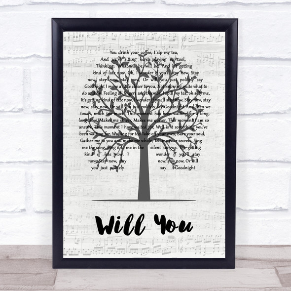 Hazel O'Connor Will You Music Script Tree Song Lyric Quote Music Framed Print