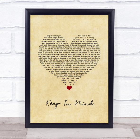 LoCash Cowboys Keep In Mind Vintage Heart Song Lyric Quote Music Framed Print