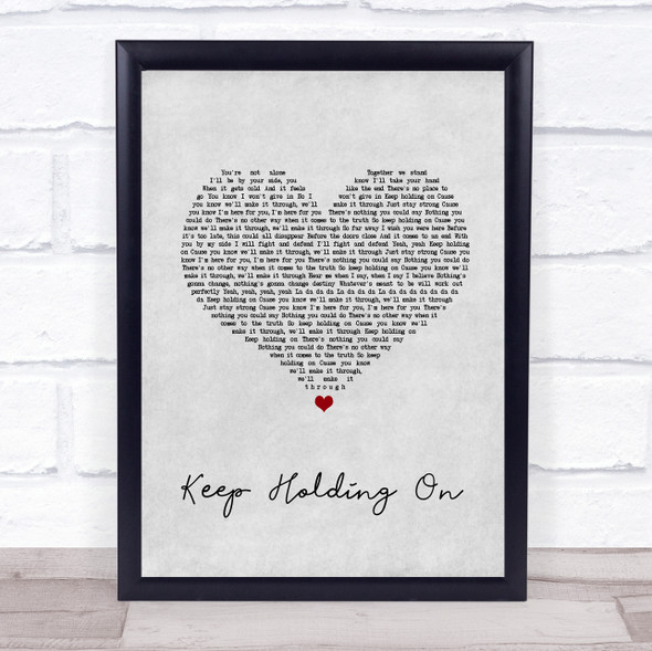 Avril Lavigne Keep Holding On Grey Heart Song Lyric Quote Music Framed Print