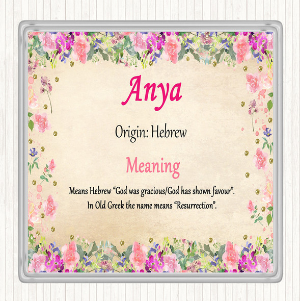 Anya Name Meaning Coaster Floral