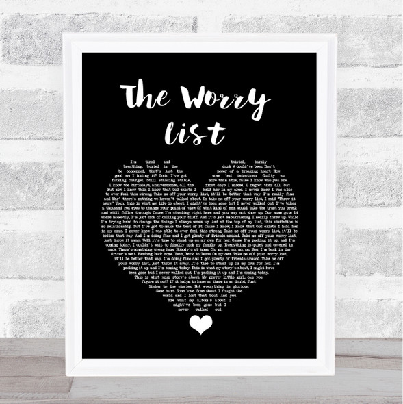 Blue October The Worry List Black Heart Song Lyric Quote Music Framed Print