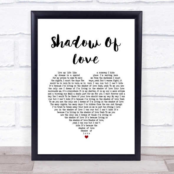 Celine Dion Shadow Of Love White Heart Song Lyric Quote Music Framed Print