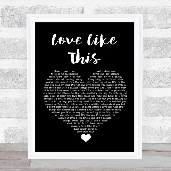 Ben Rector Love Like This Black Heart Song Lyric Quote Music Framed Print