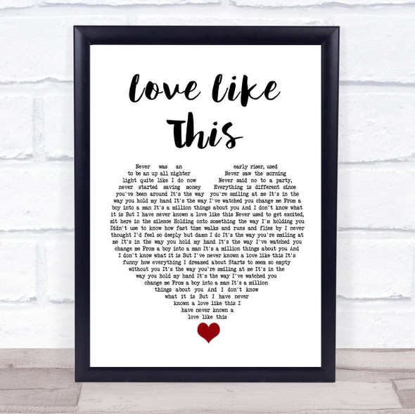 Ben Rector Love Like This White Heart Song Lyric Quote Music Framed Print