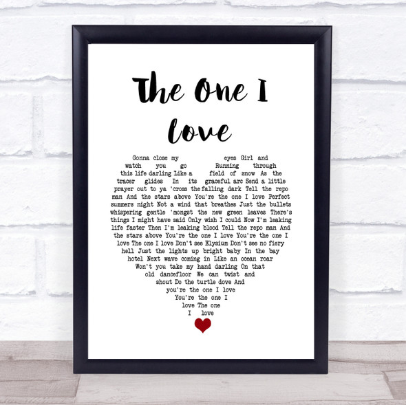 David Gray The One I Love White Heart Song Lyric Quote Music Framed Print