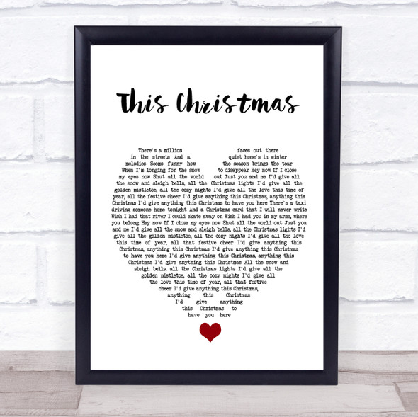 Oh Wonder This Christmas White Heart Song Lyric Quote Music Framed Print