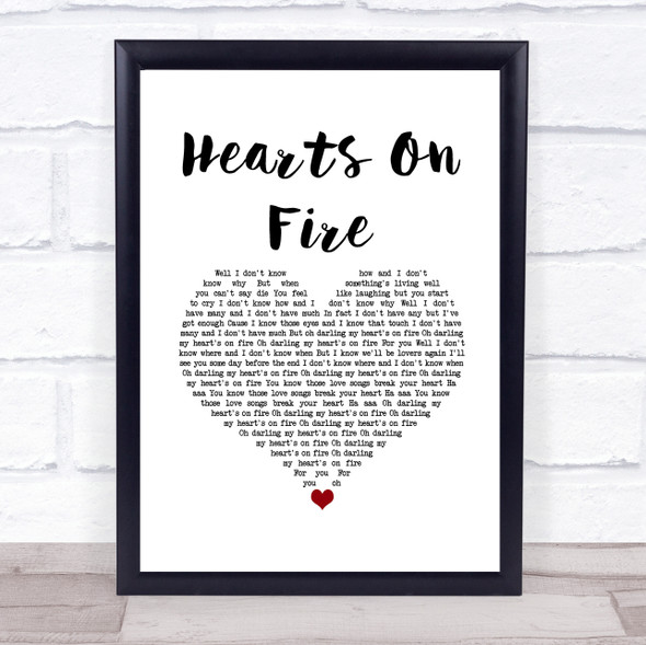 Passenger Hearts On Fire White Heart Song Lyric Quote Music Framed Print