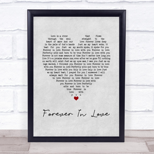 Brighten Forever In Love Grey Heart Song Lyric Quote Music Framed Print