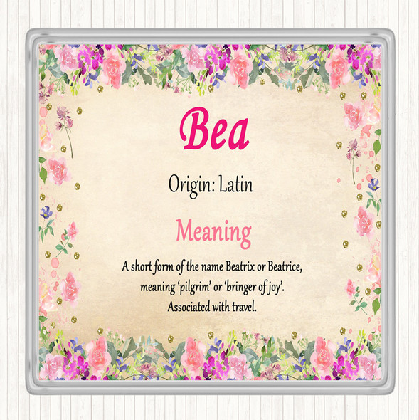 Bea Name Meaning Coaster Floral