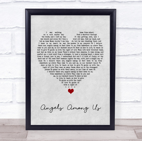 Alabama Angels Among Us Grey Heart Song Lyric Quote Music Framed Print
