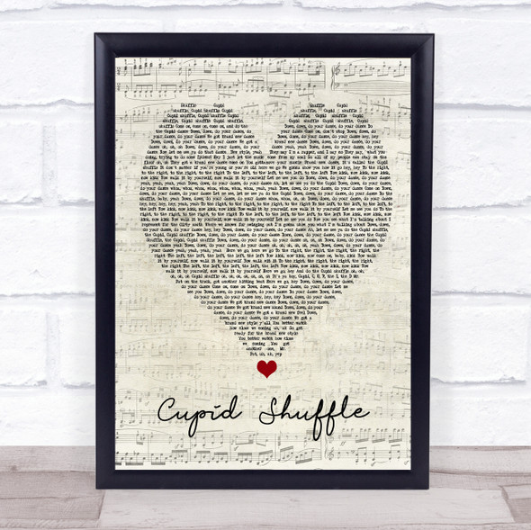 Cupid Cupid Shuffle Script Heart Song Lyric Quote Music Framed Print