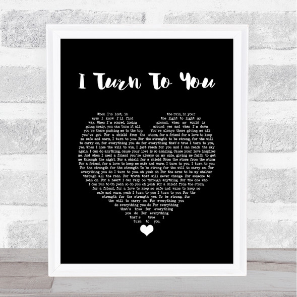 Christina Aguilera I Turn To You Black Heart Song Lyric Quote Music Framed Print