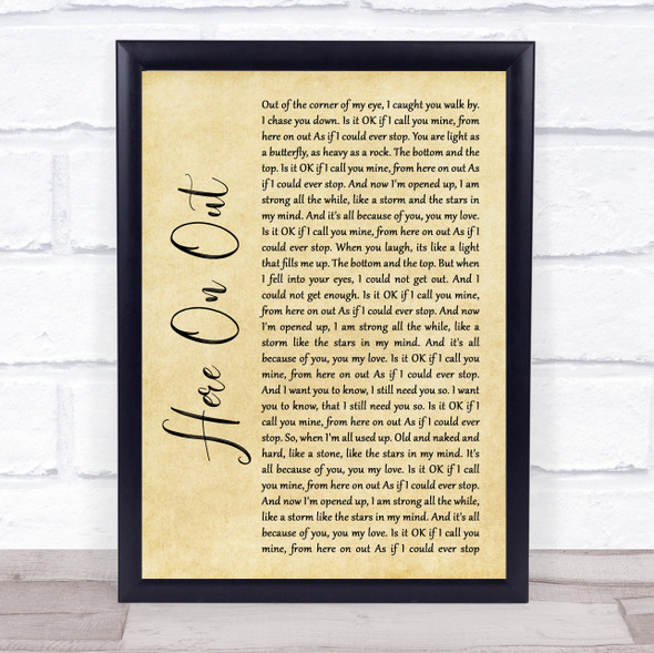 Dave Matthews Here On Out Rustic Script Song Lyric Quote Music Framed Print