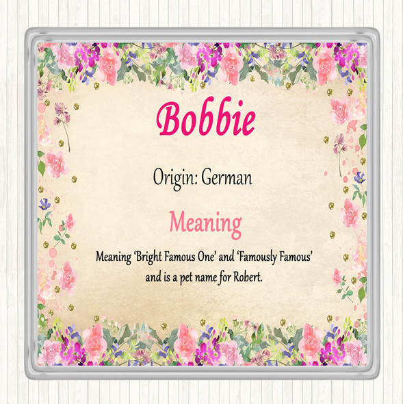 Bobbie Name Meaning Coaster Floral