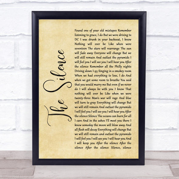 Halestorm The Silence Rustic Script Song Lyric Quote Music Framed Print