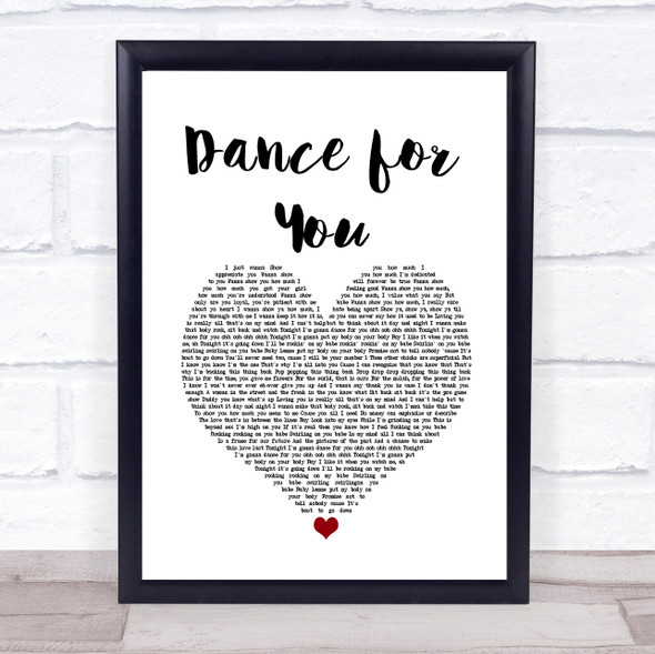 Beyoncé Dance for You White Heart Song Lyric Quote Music Framed Print
