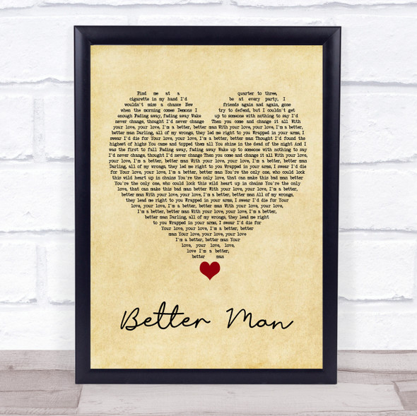 5 Seconds Of Summer Better Man Vintage Heart Song Lyric Quote Music Framed Print