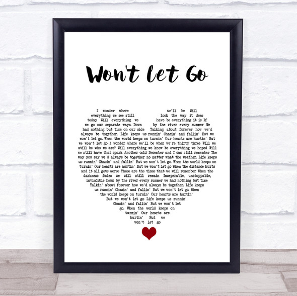 Black Stone Cherry Won't Let Go White Heart Song Lyric Quote Music Framed Print