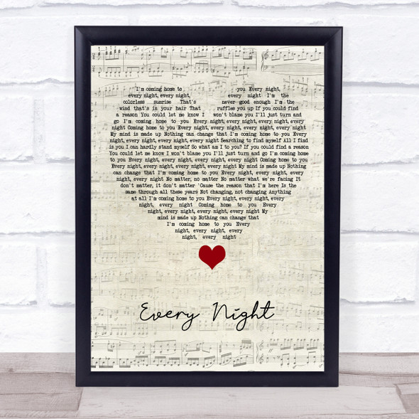 Imagine Dragons Every Night Script Heart Song Lyric Quote Music Framed Print