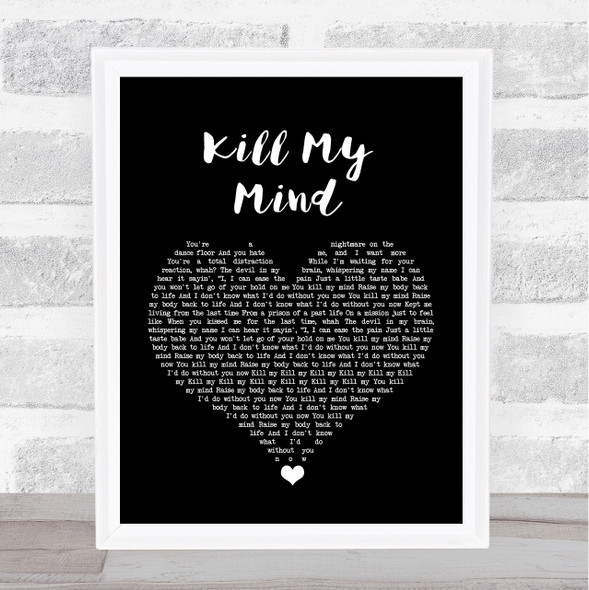 Louis Tomlinson Kill My Mind Black Heart Song Lyric Quote Music Framed Print