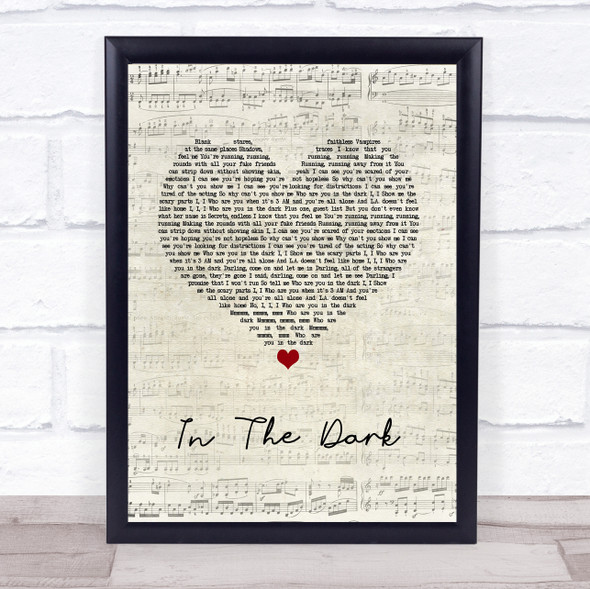 Camila Cabello In The Dark Script Heart Song Lyric Quote Music Framed Print
