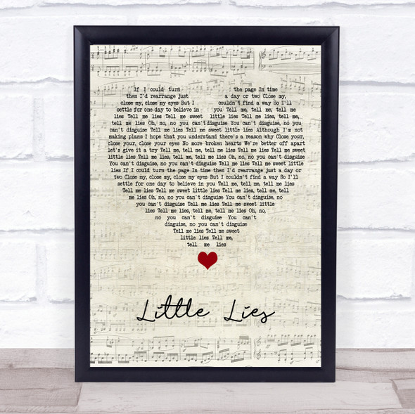 Fleetwood Mac Little Lies Script Heart Song Lyric Quote Music Framed Print