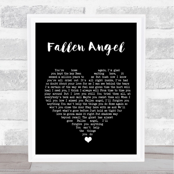 Frankie Valli Fallen Angel Black Heart Song Lyric Quote Music Framed Print