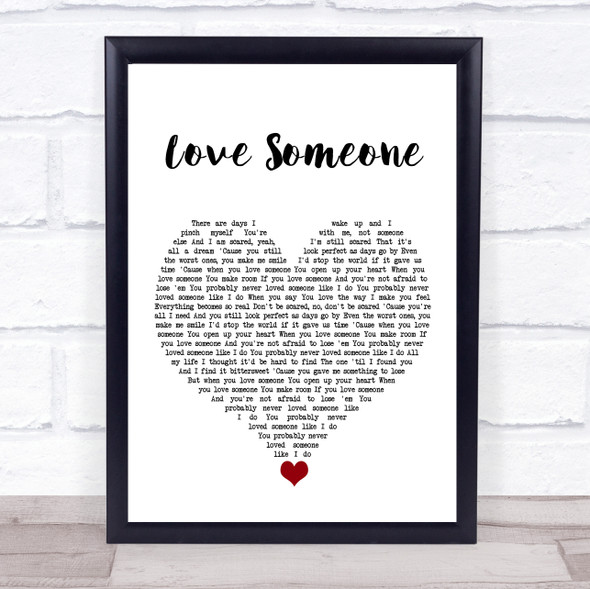 Lukas Graham Love Someone White Heart Song Lyric Quote Music Framed Print