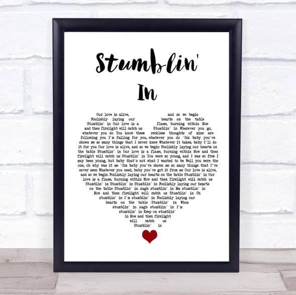 Suzi Quatro Stumblin' In White Heart Song Lyric Quote Music Framed Print