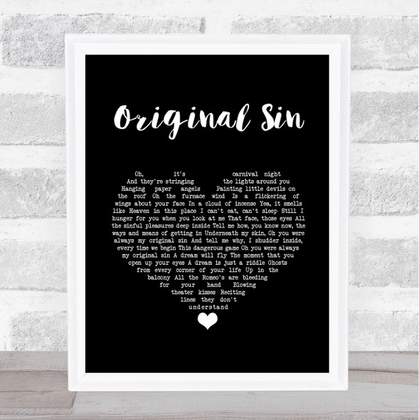 Elton John Original Sin Black Heart Song Lyric Quote Music Framed Print