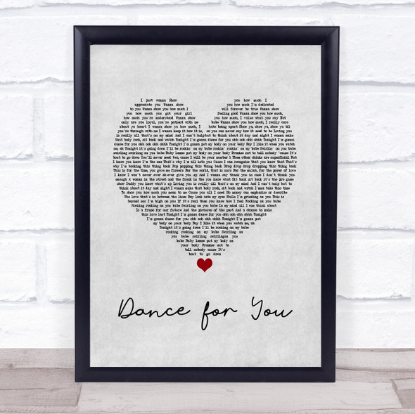Beyoncé Dance for You Grey Heart Song Lyric Quote Music Framed Print