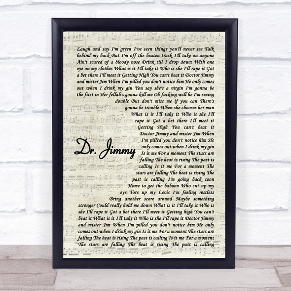 The Who Dr. Jimmy Vintage Script Song Lyric Quote Music Framed Print