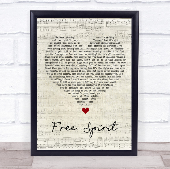 Khalid Free Spirit Script Heart Song Lyric Quote Music Framed Print