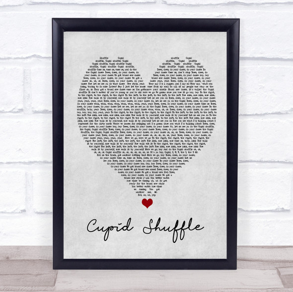 Cupid Cupid Shuffle Grey Heart Song Lyric Quote Music Framed Print