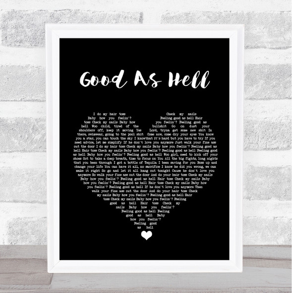 Lizzo Good As Hell Black Heart Song Lyric Quote Music Framed Print