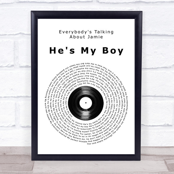 ETAJ He's my boy Vinyl Record Song Lyric Quote Music Framed Print