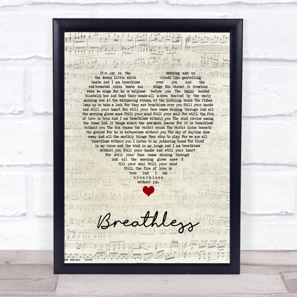 Nick Cave & The Bad Seeds Breathless Script Heart Song Lyric Quote Music Framed Print