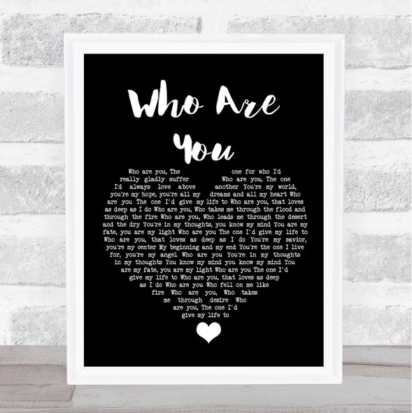 Carrie Underwood Who Are You Black Heart Song Lyric Quote Music Framed Print