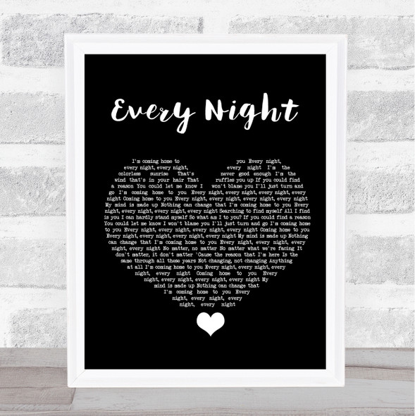 Imagine Dragons Every Night Black Heart Song Lyric Quote Music Framed Print