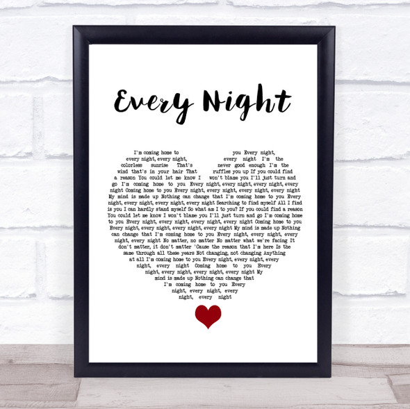 Imagine Dragons Every Night White Heart Song Lyric Quote Music Framed Print