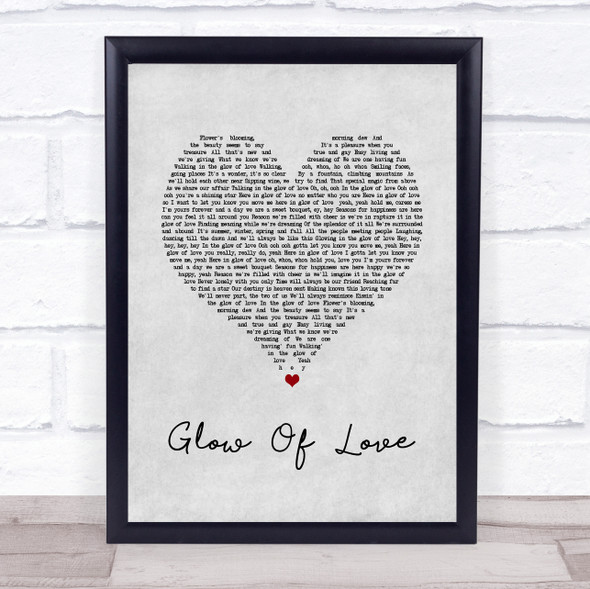 Luther Vandross Glow Of Love Grey Heart Song Lyric Quote Music Framed Print