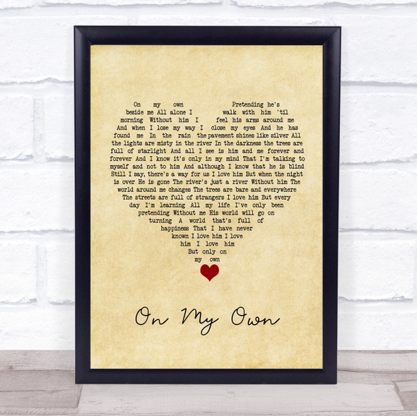 Les Misérables On My Own Vintage Heart Song Lyric Quote Music Framed Print